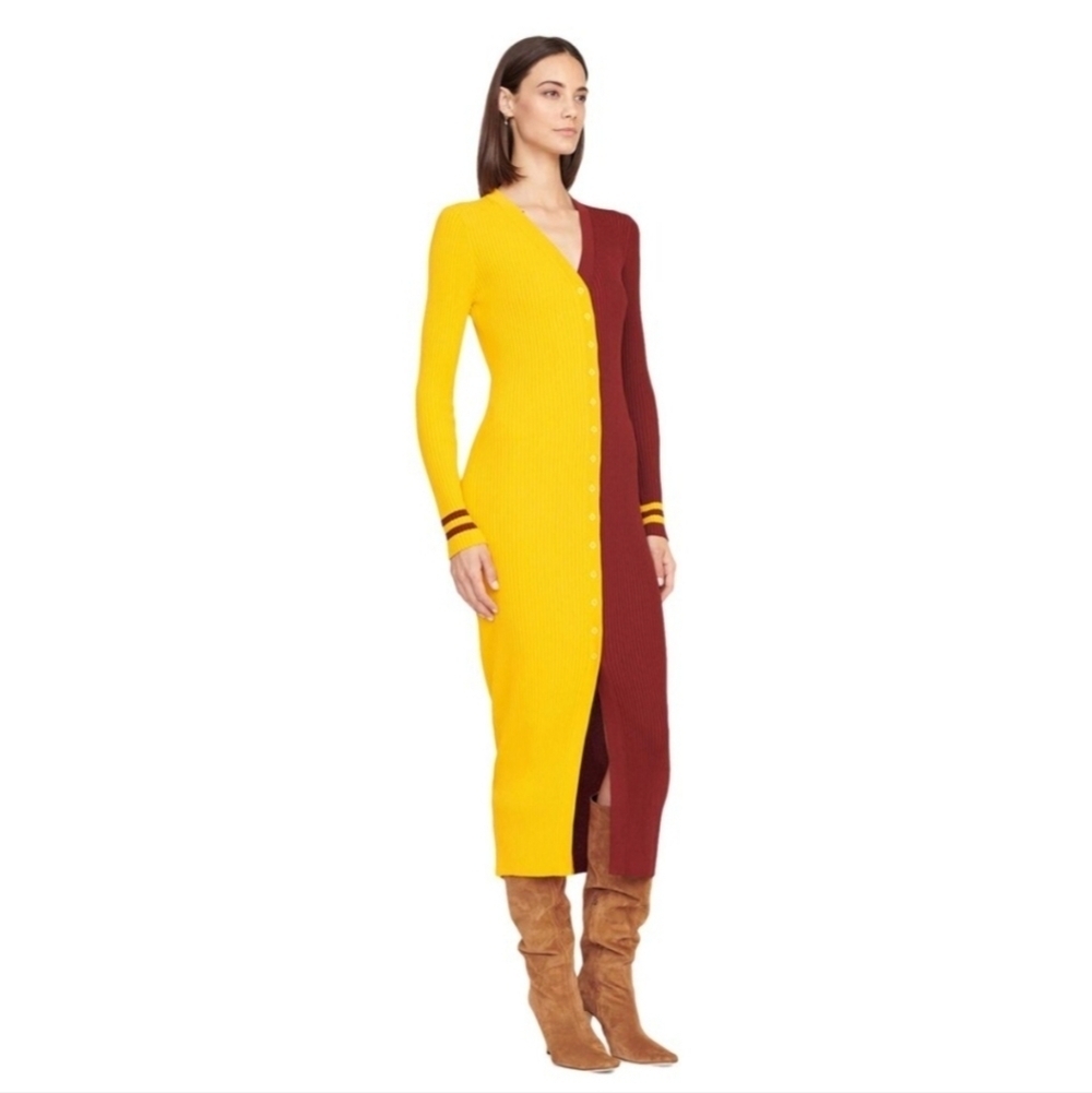 STAUD Washington Commanders Women's Shoko Knit Button-Up Sweater Dress Medium